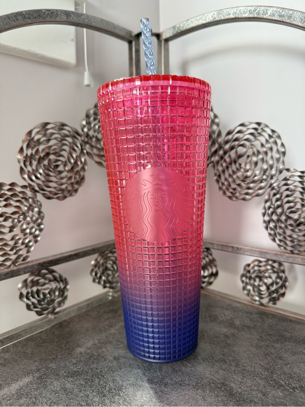 Starbucks Pink to Blue Studded Ombre Tumbler with Straw